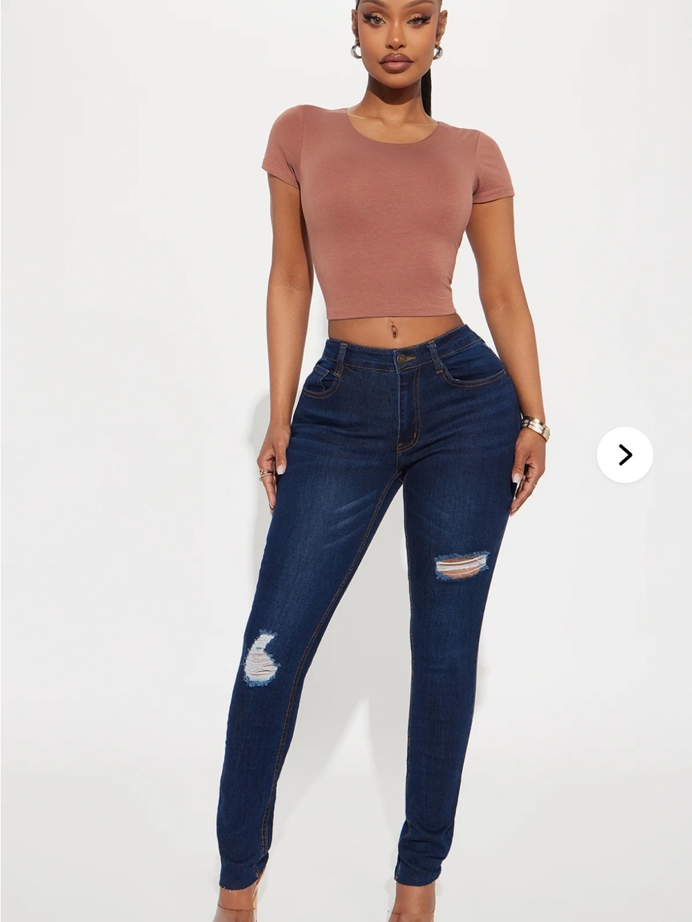 Hollywood Nights Ripped Mid Rise Skinny Jeans - Dark Wash